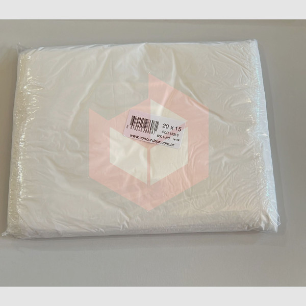 Saco plastico branco para hamburgão 15x20cm c/500un