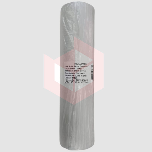 Saco plástico picotado 34x59cm Tubespack c/500un 