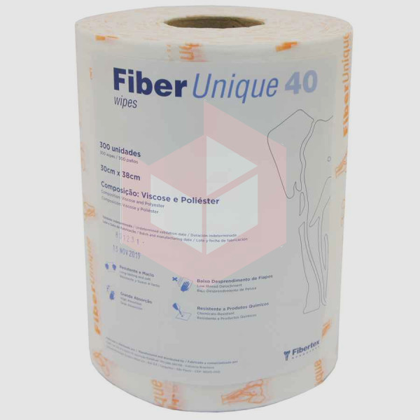 Wipes Fiberunique 40 branco laranja 30x34cm c/300un 