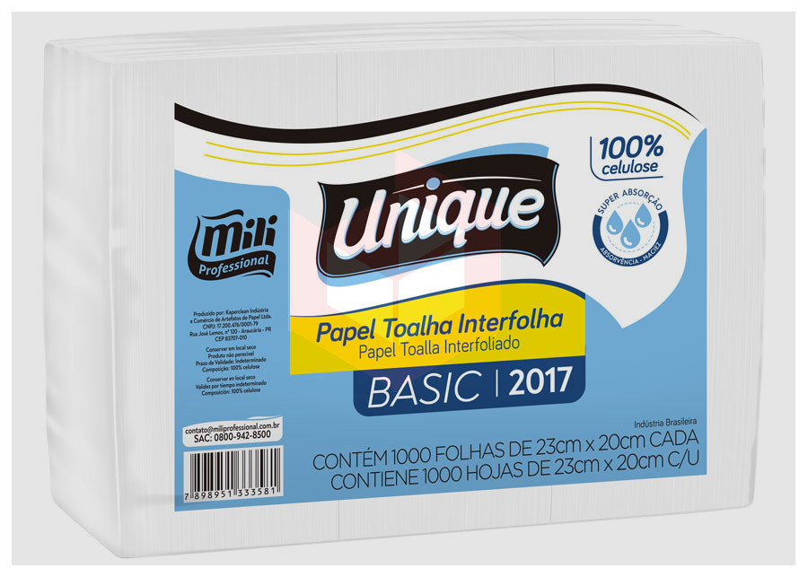 Papel toalha Mili Unique 2d 23x20cm c/1000un R-2017