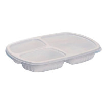 Bandeja plástica G330 3 divisórias 1150ml c/tampa Galvanotek c/100un