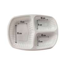 Bandeja plástica G331 3 divisórias 850ml c/tampa Galvanotek c/100un