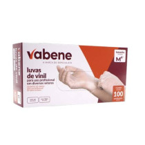 Luva vinil sem pó média Vabene c/100un