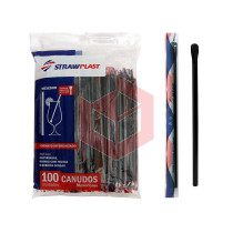 Canudo Straw CS403 rígido 17cmx5mm preto mexedor c/100un
