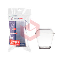 Pote Straw KPT180 com tampa 180ml cristal c/10un