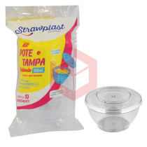 Pote Straw 760 com tampa 100ml cristal c/10un