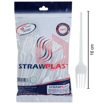 Garfo Straw gsb520 sobremesa branco c/50un