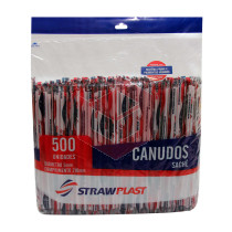 Canudo Straw CS302 rígido 21cmx5mm listrado sachê c/500un 