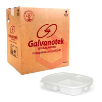 Bandeja plástica G330 3 divisórias 1150ml c/tampa Galvanotek c/100un