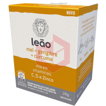 Chá vitaminas C D Zinco mel gengibre e curcuma Leão envelopado 10x2g