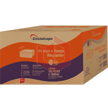 Pote retangular com tampa KR-500ml Cristalcopo 6x25un
