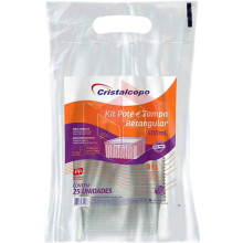 Pote retangular com tampa KR-500ml Cristalcopo c/25un
