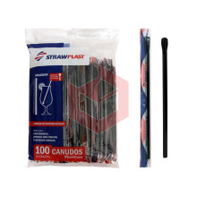 Canudo Straw CS403 rígido 17cmx5mm preto mexedor c/100un