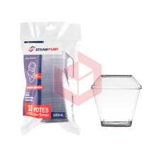 Pote Straw KPT180 com tampa 180ml cristal c/10un