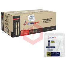 Kit Straw 674 garfo e faca forte branco 5x50kits