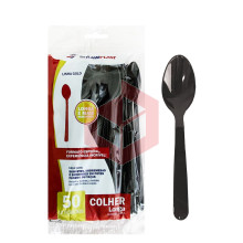 Colher longa Straw 733 preta 18cm c/50un