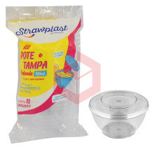 Pote Straw 760 com tampa 100ml cristal c/10un