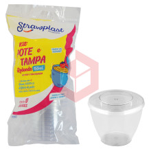 Pote Straw 765 com tampa 150ml cristal c/10un