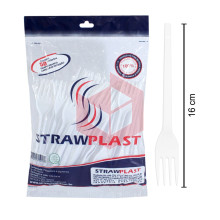 Garfo Straw/GSB502 refeição branco c/50un