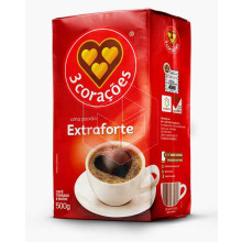 Café extra forte torrado moido vacuo 3 coracoes 500g