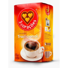 Café tradicional torrado moido vacuo 3 coracoes 500g