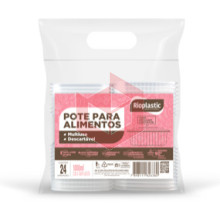 Pote retangular com tampa articulada 1000ml Rioplastic c/24un