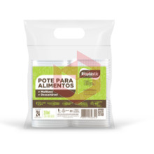 Pote retangular com tampa articulada 250ml Rioplastic c/24un