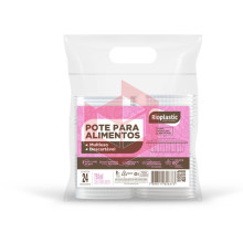 Pote retangular com tampa articulada 750ml Rioplastic c/24un