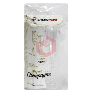 Taça champagne Straw 676 cristal 120ml c/4un