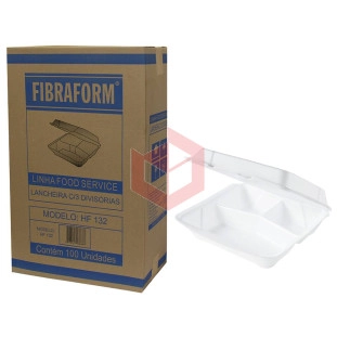 Embalagem Fibraform 3 divisorias de isopor HF132 c/100un
