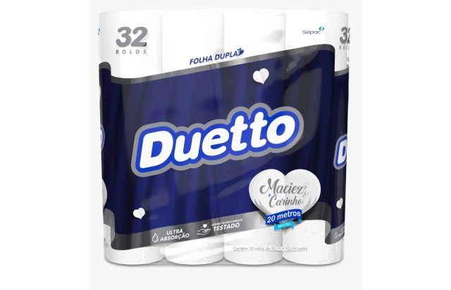 Papel higienico Duetto folha dupla 32rlx20m