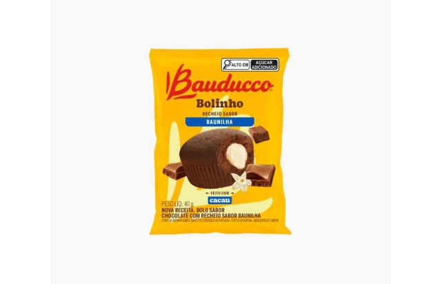 Bolinho chocolate recheado com baunilha Bauducco 16x40g 