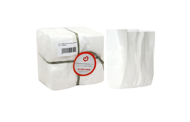 Saco de papel branco para hamburgão Mirimpel c/500un 