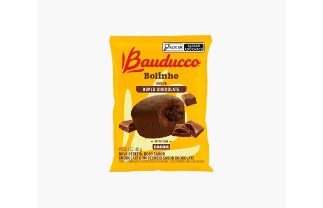 Bolinho chocolate recheado com chocolate Bauducco 16x40g 