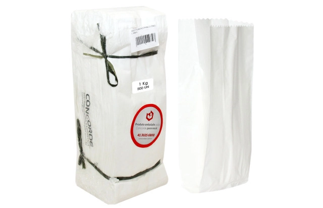 Saco de papel branco 1kg Mirimpel c/500un 
