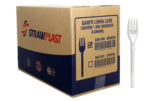 Garfo Straw 149 gsb500 refeição branco c/1000un