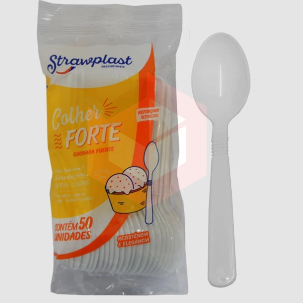 Colher Straw 210 CSB606 forte branca c/50un