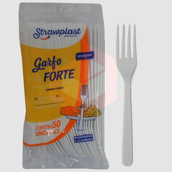 Garfo Straw 165 forte branca c/50un