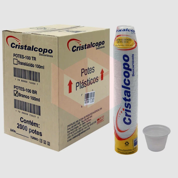 Pote Cristalcopo ps branco 100ml 20x100un