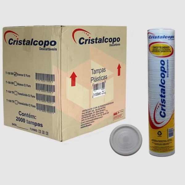 Tampa Cristalcopo Branca 100ml 20 Pacotes com 100 Unidades