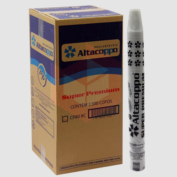 Copo Altacoppo PP branco 80ml 25x100un