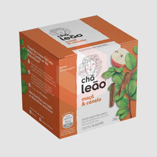 Chá de maçã e canela envelopado Leão 10x2g