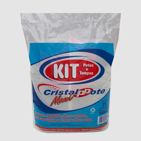 Pote redondo com tampa KP500ml Cristalcopo c/25un