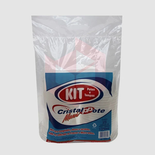 Pote redondo com tampa KP1000CR Cristalcopo c/25un