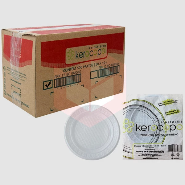Prato Kerocopo branco 15cm raso 50x10un