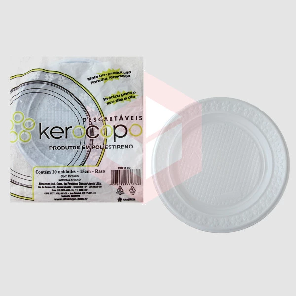 Prato Kerocopo branco 15cm raso c/10un
