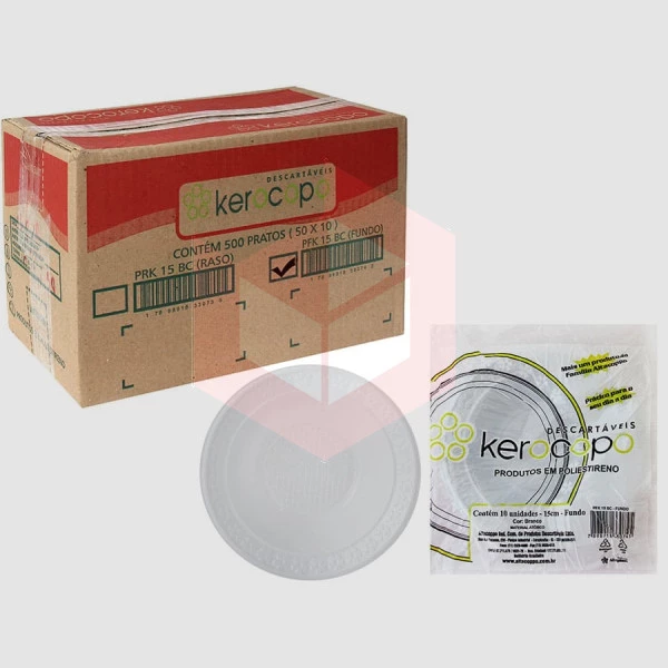Prato Kerocopo branco 15cm fundo 50x10un