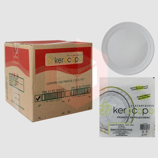 Prato Kerocopo branco 21cm raso 25x10un
