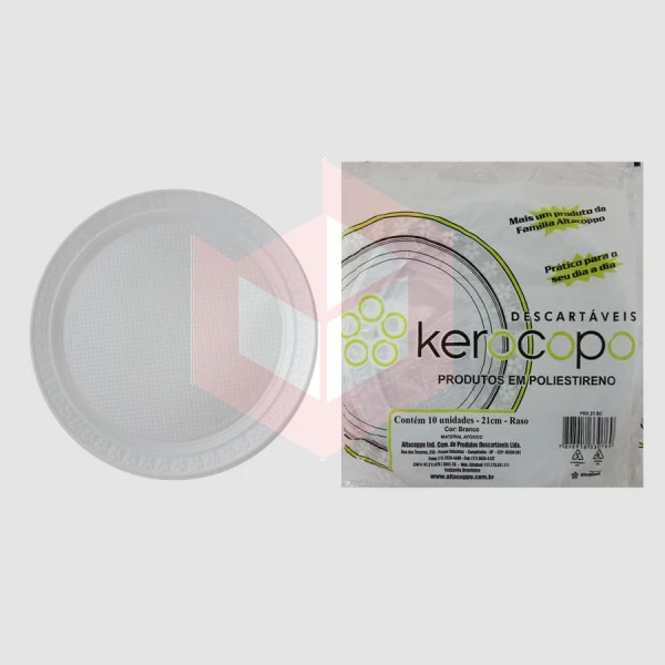 Prato Kerocopo branco 21cm raso c/10un