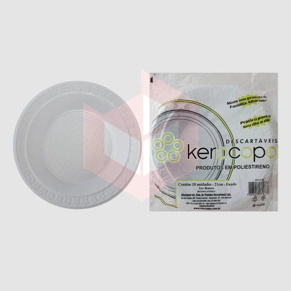 Prato Kerocopo branco 21cm fundo c/10un